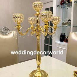 New Display Flower Stand Candle Holder Road Lead Table Centrepieces Metal Gold Stand Pillar Candlestick For Wedding Candelabra decor0 742