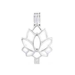 10pcs Pearl Cage Necklace Pendant Lockets Essential Oil Diffuser Lotus Provides Silver-plated Silver Plus Your Own Pearl Makes It More Attractive