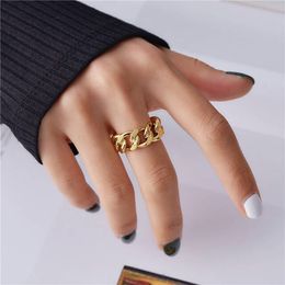 Gold Silver Colour Chunky Chain Rings Link Twisted Geometric Rings for Women Vintage Open Rings Adjustable 2020 Trendy