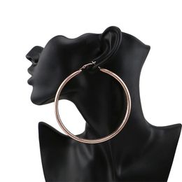 Wholesale large hoop earrings for women western hot sale simple round Nightclub huggie earring Exaggerated Jewellery 2 Colours golden rose gold