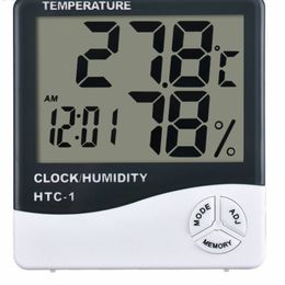 20pcs/lot Children's room hygrometer Thermometer Digital LCD Display Reptile Terrarium Temperature Thermometer With Time clock