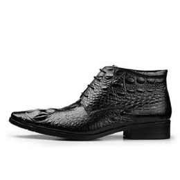 Hot Sale- Handmade Genuine Crocodile Leather Men Autumn Winter Boots High Quality Winter Ankle Martin Boots For Men askeri bot
