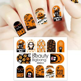 Fahion 1PC Halloween Flower Pumpkin Skull Wizard Manicure Series Water Nail Stickers Decals Manicure Stickers Charm Nail Art Decoration