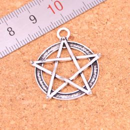 53pcs Charms star pentagram Antique Silver Plated Pendants Making DIY Handmade Tibetan Silver Jewellery 28mm