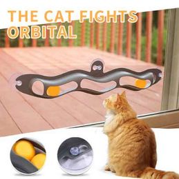 Track Toy Ball Pet Accessories Window Table Tennis Adsorption Glass Cat Toy Plastic Sucker New Funny Cat Educational Toys