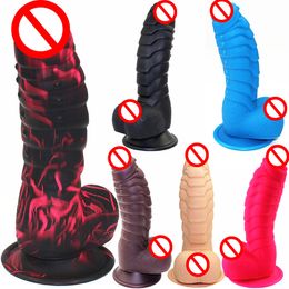 Dinosaur Scales Dildo Gspot Stimuate Silicone Orgasm Massage with Suction Cup Consolador Para Mujer Erotic dragon dildo Toy T20065215974