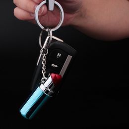 Mini Lipstick Shaped Women Lighter Creative Portable Key Chain Flame Butane Gas Cigarette Lighters for Collection Style