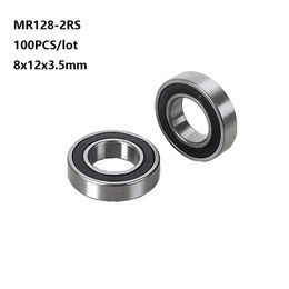 100pcs/lot MR128-2RS MR128RS MR128 RS 2RS 8x12x3.5mm Thin tube Miniature Deep Groove Ball Bearing 8*12*3.5mm 678-2RS