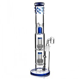 glass water Bong 15.7 inches Black Glass Bongs Arm Tree Percs smoking Water Pipe heady Dab Rigs with 18 mm joint