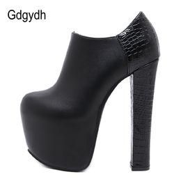 Hot Sale-2019 New Arrival Spring Ankle Platform Boots High Heels Female Black Leather Short Boots Zipper Ladies Shoes for Party