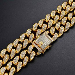 20mm Men Women Miami Cuban Chains Cubic Zirconia Choker Necklace & Bracelet Hip Hop Bling Bling Iced Out Jewellery Set Hipster Curb Link Chain
