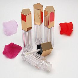 Wholesale Rose Gold Metallic Cap Pentagon Lip Gloss Tube 5ml Pentagonal Clear Empty Lip Gloss Tubes Lipgloss Bottles Containesr