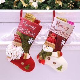 Large Christmas Stockings Gifts Cloth Santa Elk Socks Xmas Gift BagFor Children Fireplace Tree Christmas Decoration 47x29cm