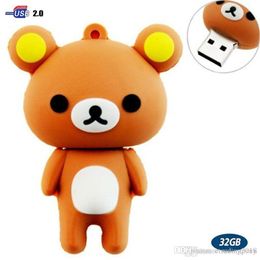 XH 32GB USB Flash Drive with Cute Rilakkuma Shape 32G Memory Stick U Disc - Brown