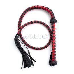 140cm Bondage Red&black Leather Whip Riding Crop Night Party Flogger Queen Game Toy sexy #R52