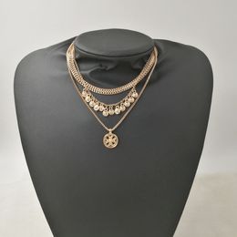 Mode Märke Punk Metal Chain Coin Chokers Halsband för kvinnor Vintage Smycken Guld Kors Hängen Halsband Chunky Necklace