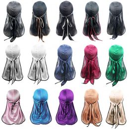 New Fashion Men's Satin Durag Bandana Turban Wigs Male Silky Hip Hop Headwear Headband Pirate Hats Caps Hair Accessories