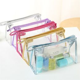 Transparent Waterproof Cosmetic Bag PVC Makeup Zipper Pouch Wash Bag Vacation Bathroom and Organising Bag for Travel