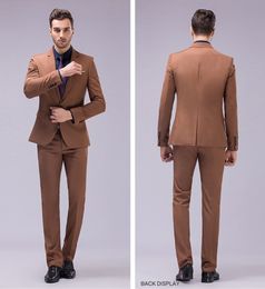 Brand New Groomsmen Notch Lapel Groom Tuxedos Brown Men Suits Wedding/Prom/Dinner Best Man Blazer ( Jacket+Pants+Tie ) A700