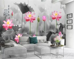 Classic 3d Wallpaper Delicate Pink Lotus Beautiful Lotus Pond Landscape Living Room Bedroom Decoration Mural Wallpaper