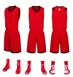 2019 New Blank Basketball jerseys printed logo Mens size S-XXL cheap price fast shipping good quality Red Black RB0012r