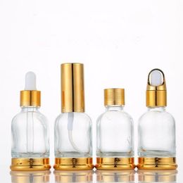 Empty Clear Glass Bottles 20/30/50ml Essential Oil Refillable Bottle Pot Portable Travel Container Fast Shipping F2995