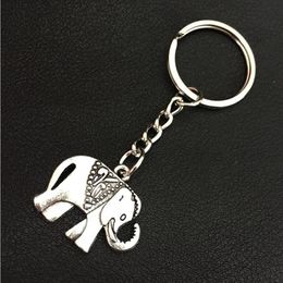 Trendy Vintage Animals Silver Thailand Elephant Pendant Key Chain for Women Stylish Handbag Purse Keychain Key Rings Accessories 840