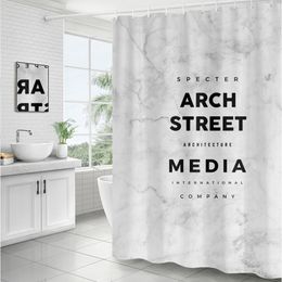 Nordic Polyester Shower Curtain White Marble Texture Pattern Bathroom Curtains Waterproof Thickened Mildew Divider Bath Curtain