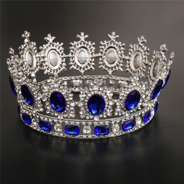 Bridal Crown Queen Rhinestone Crystals Royal Wedding Crowns Crystal Stone Red Big Gold Headband Hair Studio Moulding Party Tiaras2710