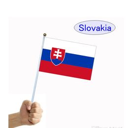 Slovakia Hand Held Waving Flag and Banner for Outdoor Indoor, Polyester Fabric, Make Your Own Flags