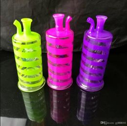 Cylindrical Cottage Hookah Glass Bongs Accessories , Colourful Pipe Smoking Curved Glass Pipes Oil Burner Pipes Water Pipes Dab Rig Glass Bon