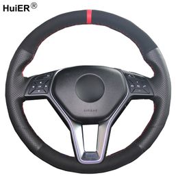 DIY Car Steering Wheel Cover Suede Cow Leather For Mercedes Benz A-Class 2013-2015 B-Class 2011-2014 CLA-Class B180 2012