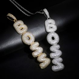 A-Z 0-9 Custom Name Letters Pendant Necklace Charm Iced Out CZ Hip Hop Jewellery With 24inch Rope Chain