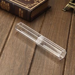 Hexagonal crystal transparent plastic pen pen box gift box metal pen box transparent plastic pencil case F20174041