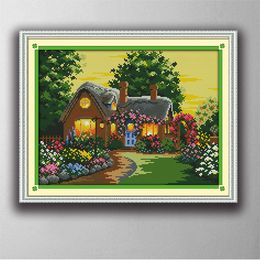 Suburban house Handmade Cross Stitch Craft Tools Embroidery Needlework sets counted print on canvas DMC 14CT /11CT