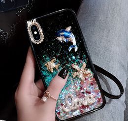 Bling Luxury Designer Quicksand Cell Phone Case for iphone 11promax 7 7p samsung S20 note8 whale Quicksand Mobile Phone Case