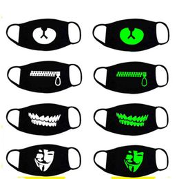 Luminous foreign trade mask personality cotton winter heat preservation cartoon skull tide men and women easy to breathe and can clean