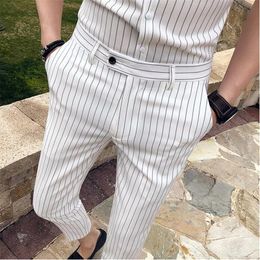 black and white striped pants suit