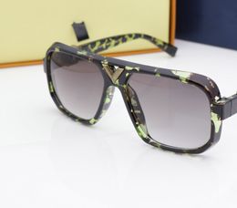 erkek / kadın tasarımcı güneş gözlüğü için en son satış popüler moda kutusu ile kare plaka metal kombinasyonu çerçeve üst kaliteli anti-UV400