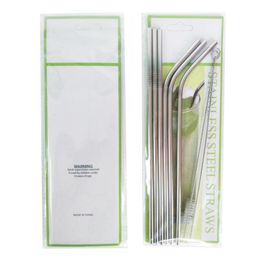 Stainless Steel Metal Drinking Straw Beer Juice Straws Cleaning Brush Set 8 2 Kit Fits Cups Retail Packing Bag