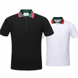 Fashion-2017 Top quality Summer Cotton Polos Collar Colour print ture brand High quality streets black white