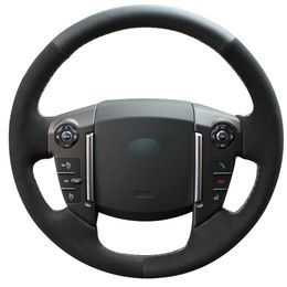 DIY Black Leather Suede Car Steering Wheel Cover for Land Rover Freelander 2 2013-15