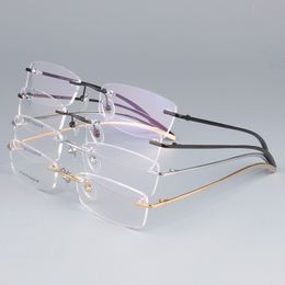 Luxury-EYELOOK Myopia Frame Business Pure Titanium Rimless Ultra-light for Men Reading Optical Eyewear BR1028