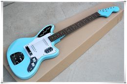 22 Frets White Pickguard Blue Body Electric Guitar with Chrome Hardware,Rosewood Fingerboard,can be customized