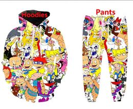 Whole--New Fashion Men Womens Cartoon Characters 90s Sweatshirt Joggers Funny 3D Print Unisex Hoodies Pants ZZ031270y