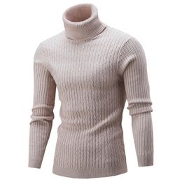 Men Slim Fit Turtleneck Sweater Casual Twisted Knitted Pullover Sweaters Mens Winter Turtleneck Long Sleeve Sweater