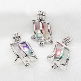 Silver Plated Open Musical Note Oyster Pearl Cage Perfume Essential Oil Lockets Diffuser Locket Pendant Necklace Charms