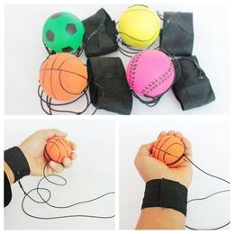 63mm Throwing Bouncy Ball Rubber Wrist Band Bouncing Balls Kids Funny Elastic Reaction Training Balls Antistress Toys CCA9629 100pcsN