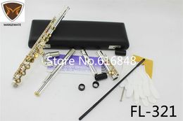 New Arrival FL-321 Standards 16 17 Holes C Tune Flute Silver Plated Body Gold Lacquer Key Flute Closed Open Hole With Small Curved Head