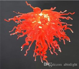 110v 120v Red Coloured Modern Wedding Chandeliers Decorative Hanging Lighting Hand Blown Murano Style Glass Romantic Pendant Lights